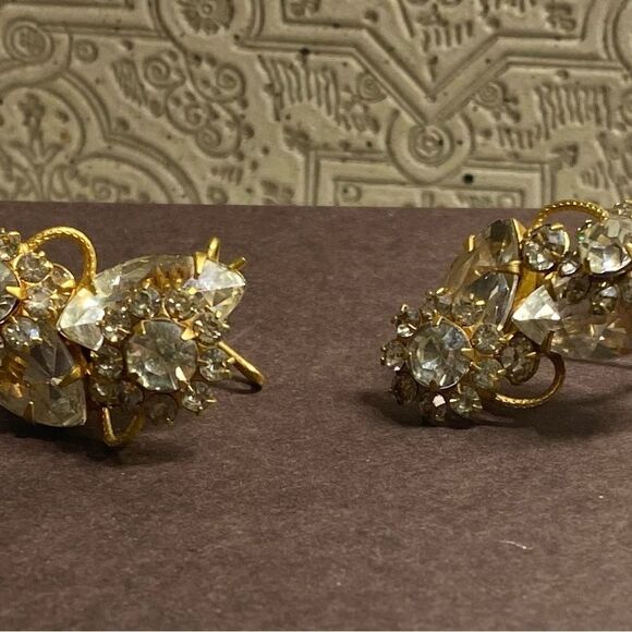 Vintage Wingback Rhinestone Earrings - Picture 3 of 4
